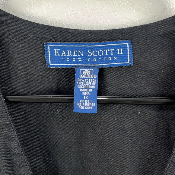 Vintage Karen Scott Women’s Y2K Black Cotton 2000 New Year Vest Millennial Sz 1X - Picture 3 of 9